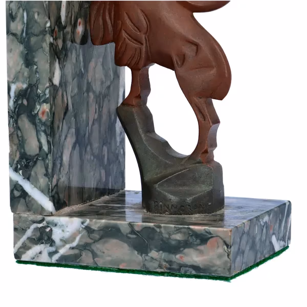 Rare Signed Bronze Ibex Bookends by Binmoran