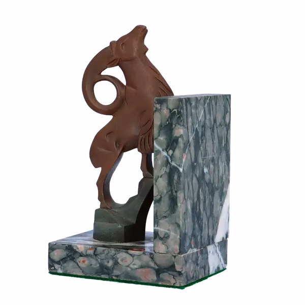 Rare Signed Bronze Ibex Bookends by Binmoran