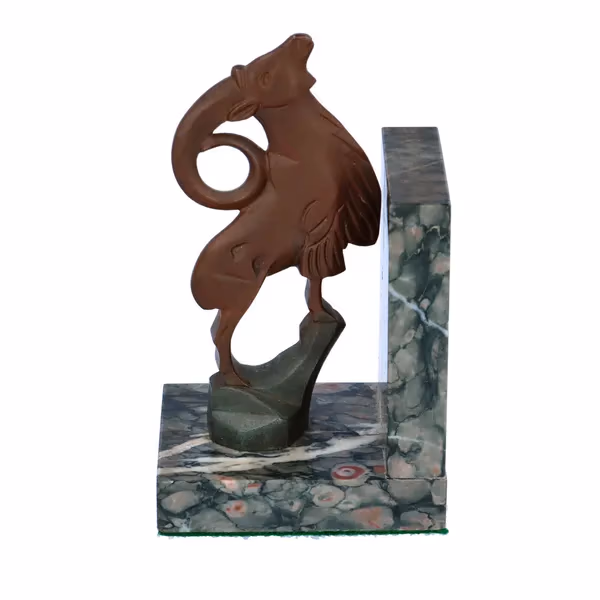 Rare Signed Bronze Ibex Bookends by Binmoran