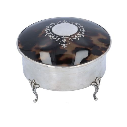 Silver and Tortoise Shell Trinket Box image-1
