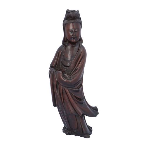 Early 19th Century Wooden Carved Figure of Guanyin image-1