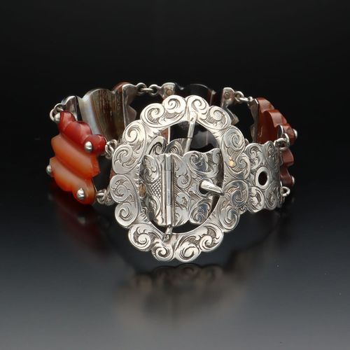 Victorian Scottish Silver Agate Bracelet image-2
