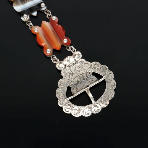 Victorian Scottish Silver Agate Bracelet image-4