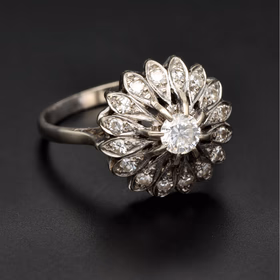 18ct Gold Diamond Bombe Ring