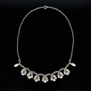 Vintage Danish Silver and Crystal Design Fringe Necklace