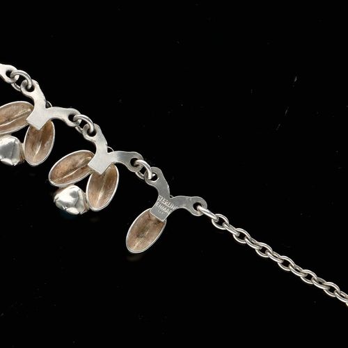 Vintage Danish Silver and Crystal Design Fringe Necklace image-5