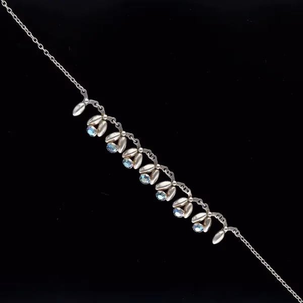 Vintage Danish Silver and Crystal Design Fringe Necklace