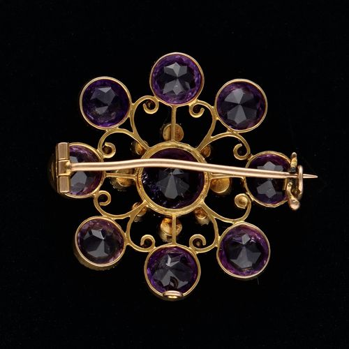 15ct Gold Amethyst and Pearl Brooch image-2