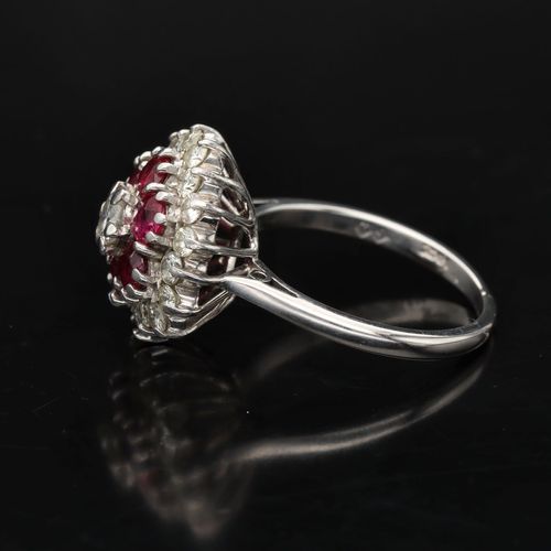 18ct Gold Ruby and Diamond Cluster Ring image-3