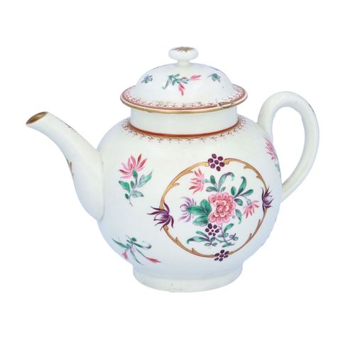 18th Century Worcester Porcelain Floral Teapot image-1