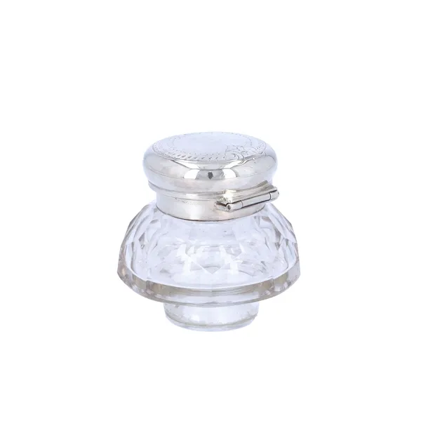 Victorian Cut Glass and Silver Inkwell