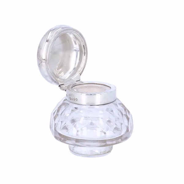 Victorian Cut Glass and Silver Inkwell