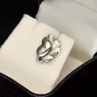 Pair of Georg Jensen Silver Leaf Earrings