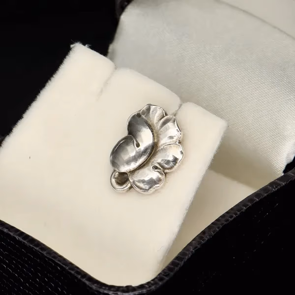 Pair of Georg Jensen Silver Leaf Earrings