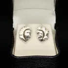 Pair of Georg Jensen Silver Leaf Earrings