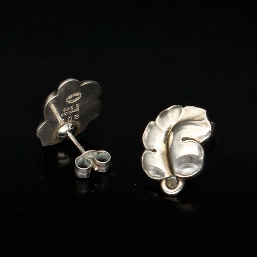Pair of Georg Jensen Silver Leaf Earrings image-4