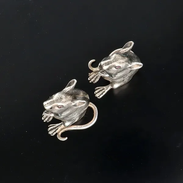 Rare Pair of Silver Salt and Pepper Mice