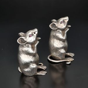 Rare Pair of Silver Salt and Pepper Mice