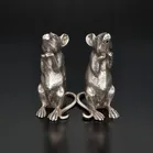 Rare Pair of Silver Salt and Pepper Mice