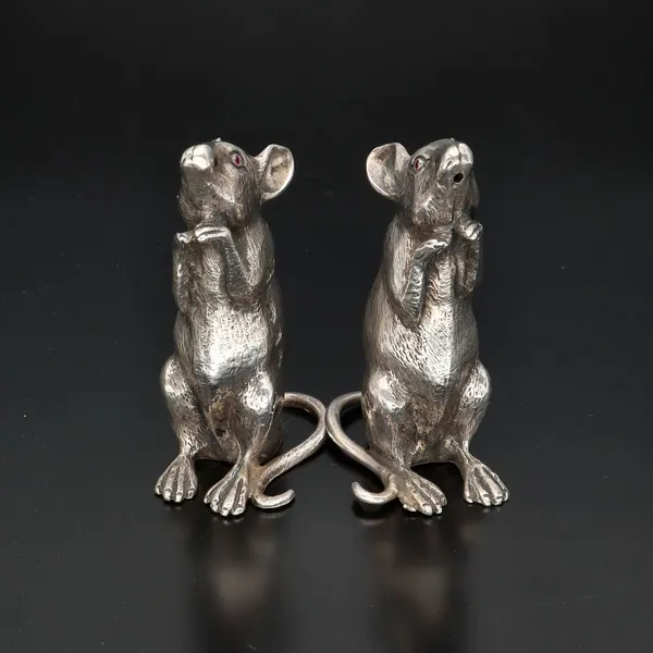 Rare Pair of Silver Salt and Pepper Mice