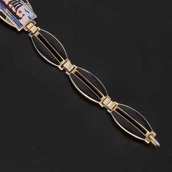 Aksel Holmsen Norwegian Vermeil Silver and Enamel Bracelet