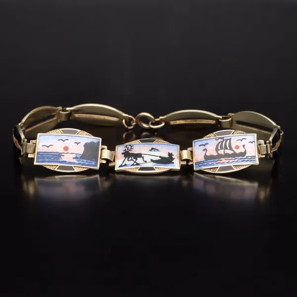 Aksel Holmsen Norwegian Vermeil Silver and Enamel Bracelet