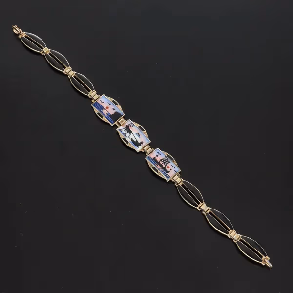 Aksel Holmsen Norwegian Vermeil Silver and Enamel Bracelet