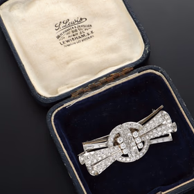 Art Deco Platinum Diamond Clip Brooch