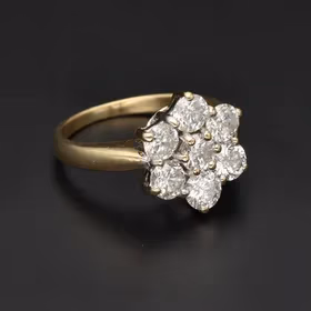 18ct Yellow Gold 1.50ct Natural Diamond Cluster Ring