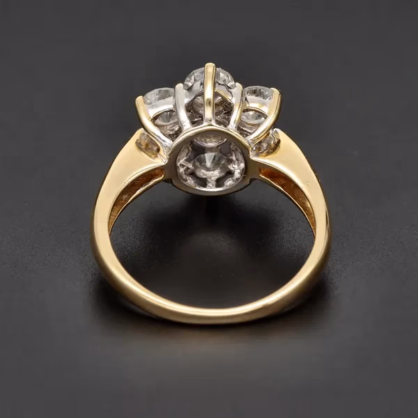 18ct Yellow Gold 1.50ct Natural Diamond Cluster Ring