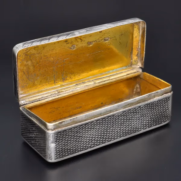 Russian Romanov Silver Lidded Snuff Box