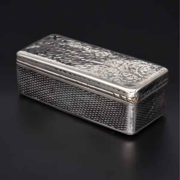 Russian Romanov Silver Lidded Snuff Box