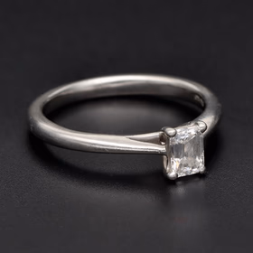 Platinum Emerald-Cut Diamond Solitaire Ring