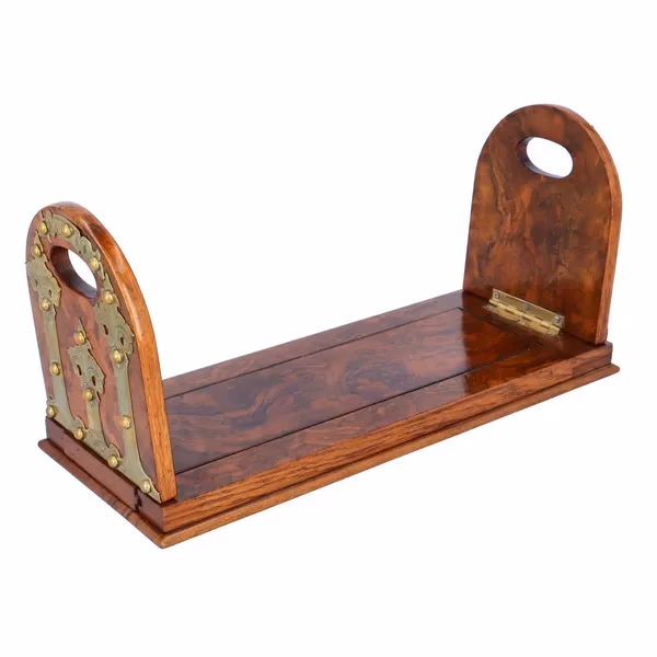 19th Century Victorian Burr Walnut Book Slide