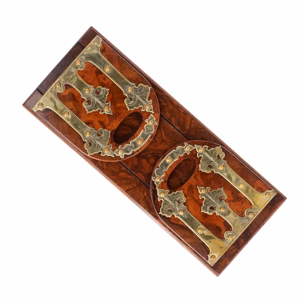 19th Century Victorian Burr Walnut Book Slide
