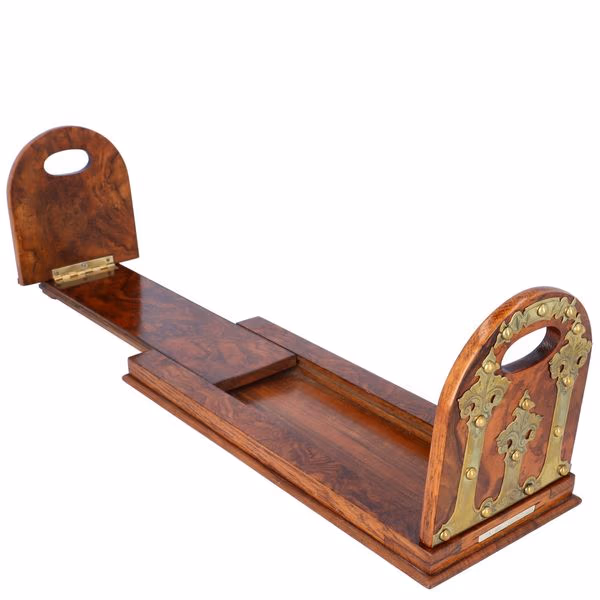19th Century Victorian Burr Walnut Book Slide