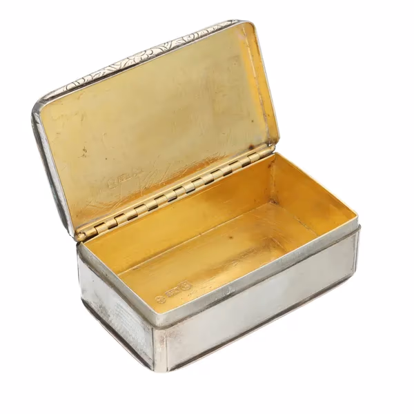 William IV Nathaniel Mills Silver Snuff Box with Hunting Scene