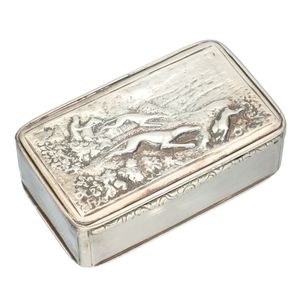 William IV Nathaniel Mills Silver Snuff Box with Hunting Scene