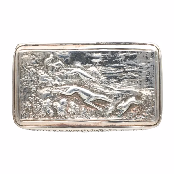 William IV Nathaniel Mills Silver Snuff Box with Hunting Scene
