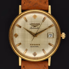 Vintage 18ct Gold Longines Admiral Five Star Linen Dial Watch