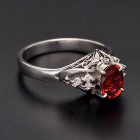 Platinum Ruby & Diamond Gothic-Style Ring