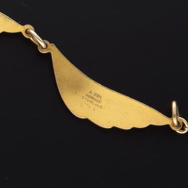 Norwegian Vermeil Sterling Silver & White Guilloché Enamel Fringe Necklace