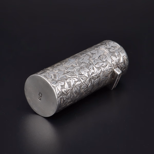 Antique Sterling Silver Foliage Engraved Perfume Bottle