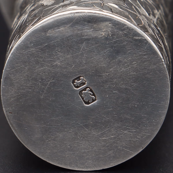 Antique Sterling Silver Foliage Engraved Perfume Bottle