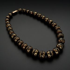 Victorian Tortoise Shell Pique Bead Necklace