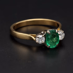 18ct Gold Emerald and Diamond Ring