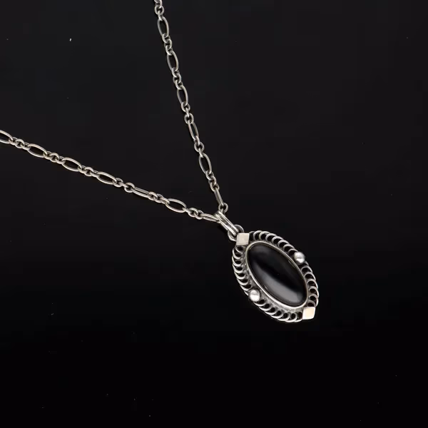 Limited Edition Georg Jensen Heritage Onyx Pendant Necklace