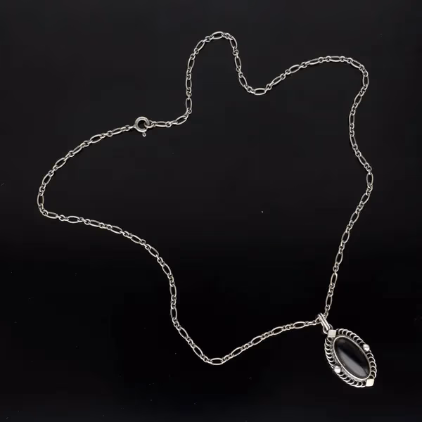 Limited Edition Georg Jensen Heritage Onyx Pendant Necklace