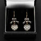 1920s 18ct Gold Diamond and Pearl Heart and Bow Earrings