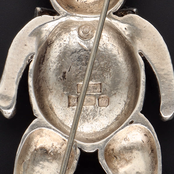 Butler & Wilson Sterling Silver Marcasite Teddy Bear Brooch